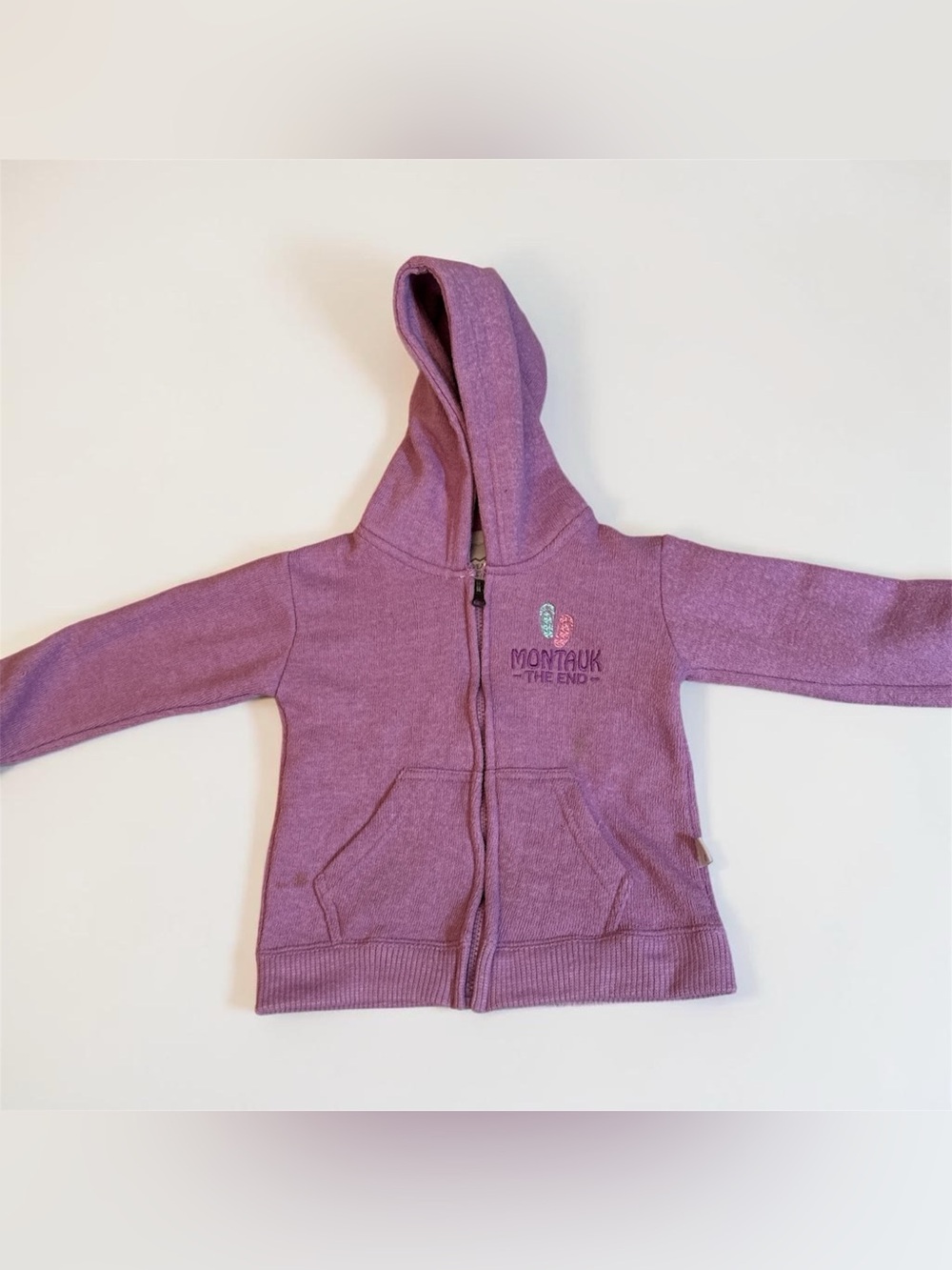 Montauk lilac knit  front zip hoodie. Fleece lined. Cotton blend.Size 4T.
